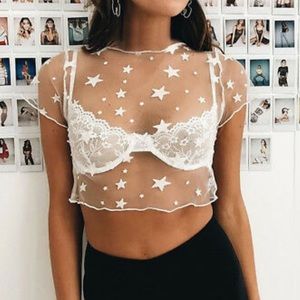Mesh star crop top